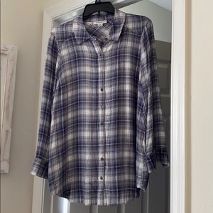 Plaid lavender maternity shirt